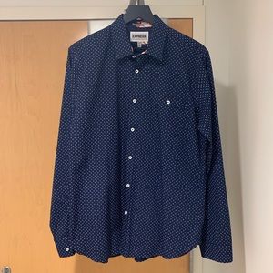 Navy Blue Express Botton Down with pink dots